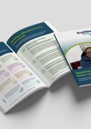 Mock up of the annual report includes a front page and 2 inner pages